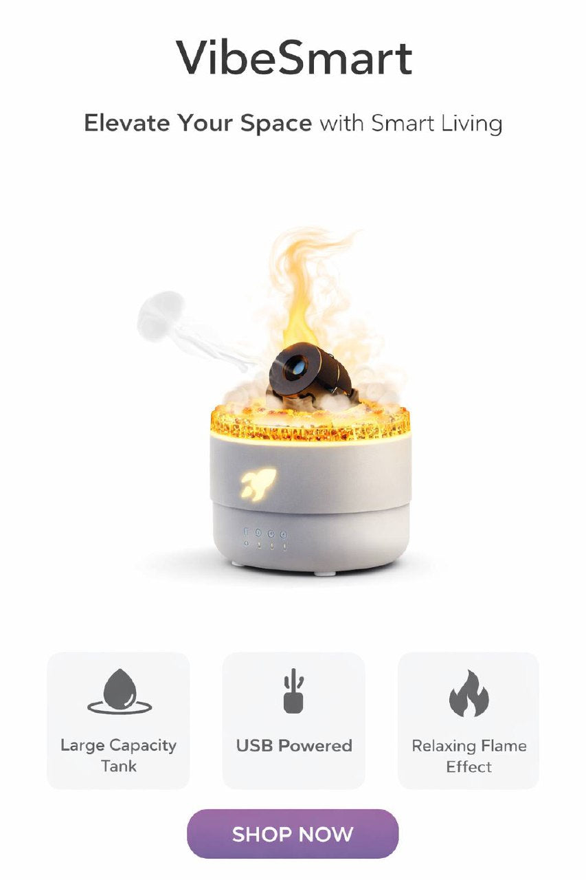 VibeSmart™ FlameAura Smart Humidifier & Aroma Diffuser